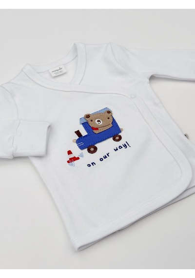 Sezgibaby 3lü Erkek Bebek Zıbın Seti Mavi - Beyaz
