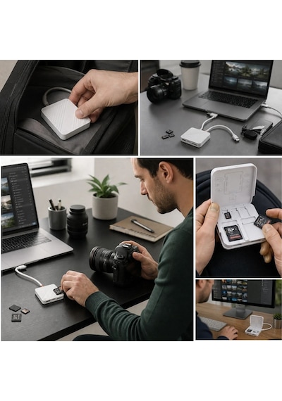 Buffer Usb Ve Type-c Uyumlu Çok Fonksiyonlu Sd Tf Kart Okuyucu, Usb 3.0 5gbps Yüksek Hızlı Veri Aktarım Adaptör