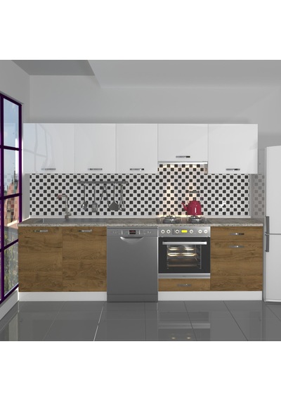 Decoraktiv Elite 280 Ankastre Fırın Modüllü Mdf Hazır Mutfak Dolabı - Tezgah Dahil - Pera - Beyaz Beyaz - Meşe Decoraktiv Elite 280 Ankastre Fırın Modüllü Mdf Hazır Mutfak Dolabı - Tezgah Dahil - Pera - Beyaz Beyaz - Meşe