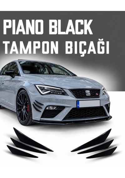 Seat Leon Tampon Bıçağı Piano Black 6'lı Kanatlı