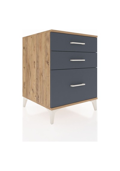 Kronos Komodin 3 Çekmeceli 60x59x80 Çam-antrasit Atlas Çam