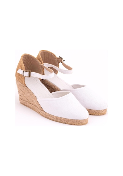Star Tombis Gerçek Elişi Hasır Dolgu Topuk Keten Hasır Espadril Handmade Beyaz