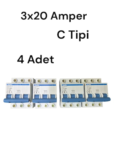 Pasifik 3x20 Amper C Tipi W Otomat 4 Adet 1 Kutu