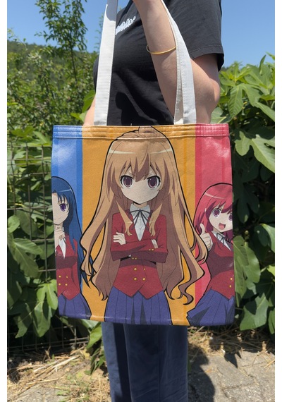 Zipzap Toradora V1 Yazlık Kışlık Çift Taraflı Kanvas Baskı Bez Çanta Anime Çantası