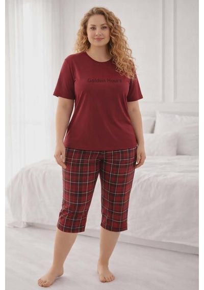 Mihra Kadın Milan Büyük Beden Bisiklet Yaka Kısa Kol Kapri Pijama Takımı 50503b - 1 Adet Bordo Mihra Kadın Milan Büyük Beden Bisiklet Yaka Kısa Kol Kapri Pijama Takımı 50503b - 1 Adet Bordo