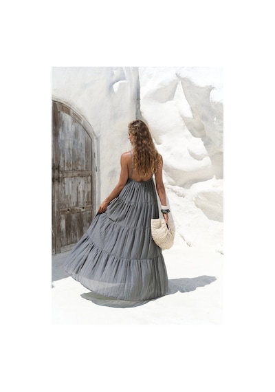 Mai Collection Mai Studios Co. Siena Antrasit Askılı Uzun Elbise Antrasit