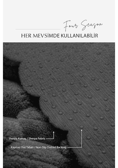 Soft Kürklü Koltuk Örtüsü 170x215 Cm Yumuşak Peluş Kaymaz Taban Kanepe Örtüsü Antrasit
