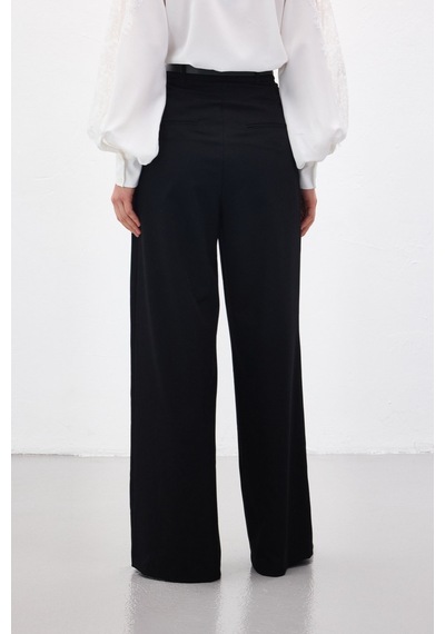 Sateen Lena Palazzo Pantolon - Siyah-136957 siyah