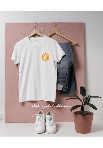 Oversize Core Kripto Coin Cep Tasarımlı Unisex T-shirt Beyaz