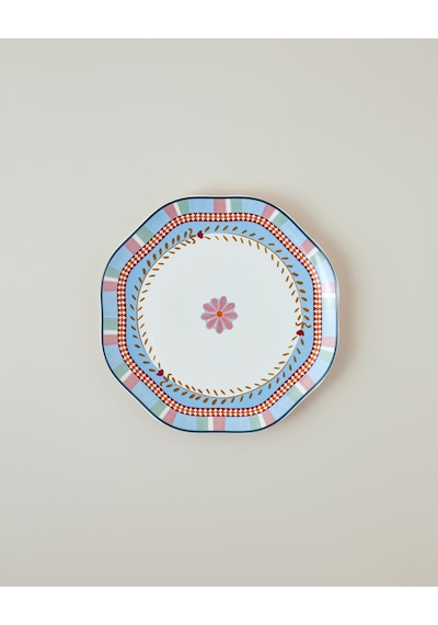 English Home Timeless Botanica New Bone Pasta Tabağı 20 Cm Pembe - Mavi