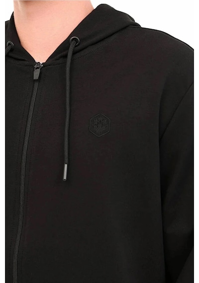 Lumberjack Sn72 Fz Hod Kapsonlu Fermuarli Erkek Sweat - Siyah