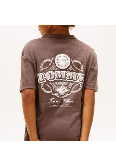 Tommy Hilfiger Puff Print Graphic Çocuk Kahverengi T-shirt Kb0kb10053 Kahverengi