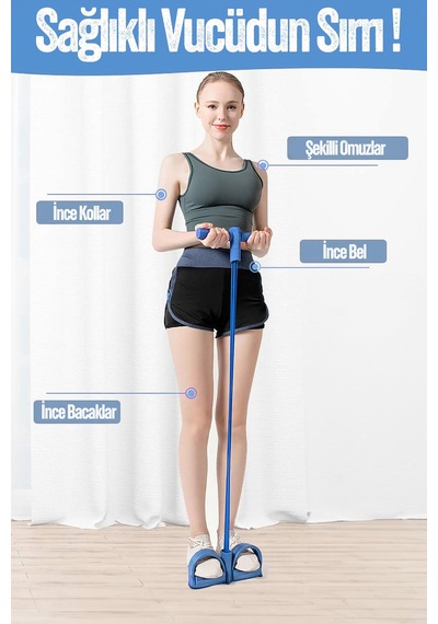 Body Trimmer Mekik Kürek Çekme Bel İnceltme Aleti Evde Spor Lastikli Egzersiz Lastiği Mavi