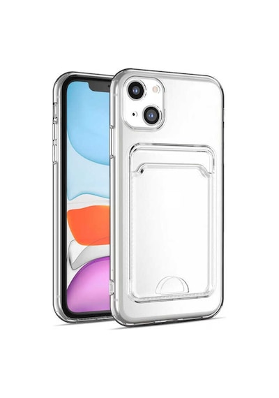 Kilifone - Apple Uyumlu iPhone 13 - Kılıf Kartlıklı Şeffaf Setra Clear Silikon Kapak - Şeffaf