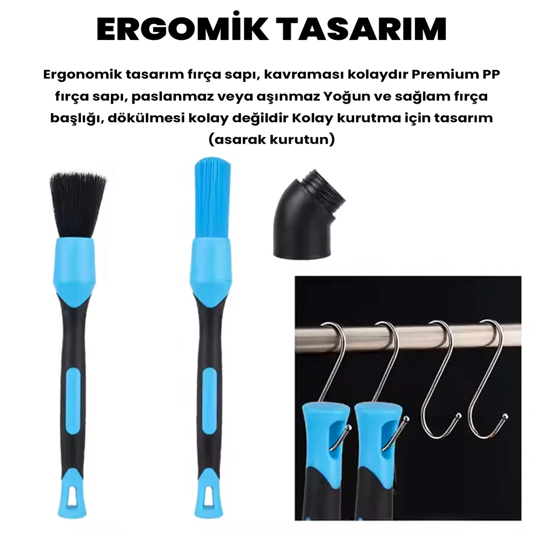 8 Parça Detay Fırça Seti Oto Temizlik Fırçası Schön Weiter 6 Adet