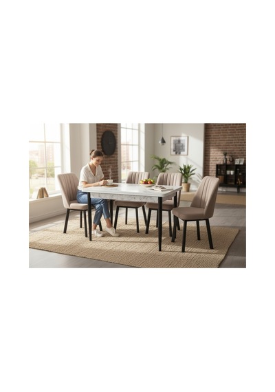 Efe Mobilya T-6029 Carara 70x120 Mdf Kare Gold Cappuccino Sandalye 4 Kişilik Mutfak Masası Takımı Cappucino Efe Mobilya T-6029 Carara 70x120 Mdf Kare Gold Cappuccino Sandalye 4 Kişilik Mutfak Masası Takımı Cappucino
