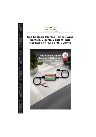 Güç Kablosu Otomobil Enerji Araç Kamera Sigorta Bağlantı Kiti Hardwire Ta-02-03-05 Uyumlu