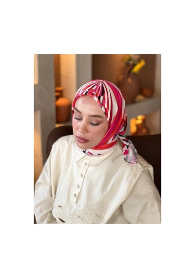 Mentoraly Modakaşmir Soyut Desenli Twill Eşarp pembe