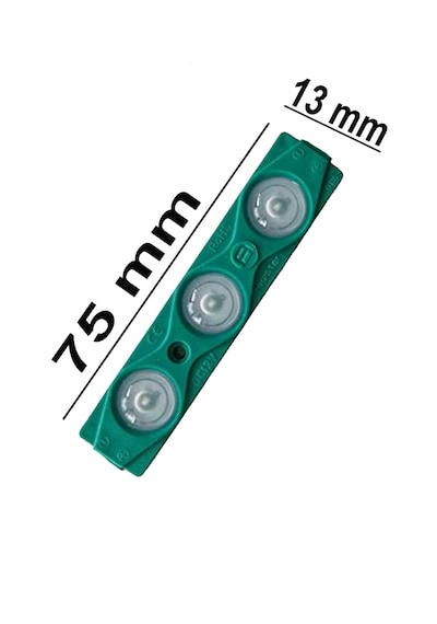 3 Ledli Parmak Led Modül 1.5w 2835 Smd Mercekli Yeşil Renk 12v 15 Adet