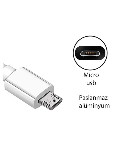 Abatech Micro-usb & Usb-a Data Ve Şarj Kablosu Beyaz