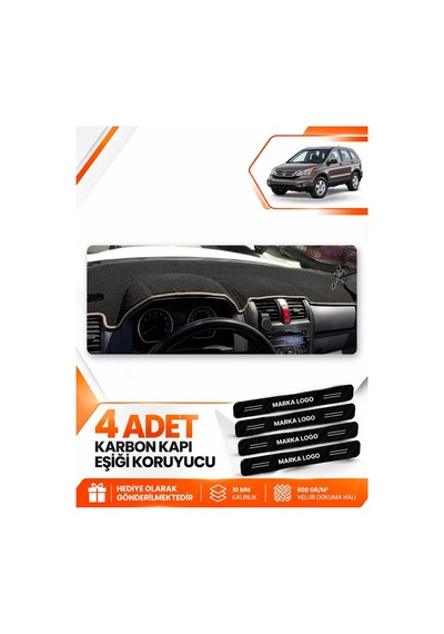 Honda Cr-v 2007-2012 Uyumlu Ön Örtüsü Torpido Koruma Koruyucu Kılıfı Halısı - Siyah Bej