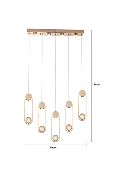 Beckett 5'li Sıralı Kristal Top Başlıklı Gold Led Sarkıt Avize Diğer