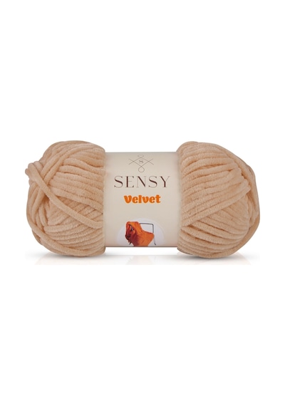 Sensy Premium Velvet Kadife İp El Örgü İpi Battaniye İpi Kazak Ipi Bebek Battaniyesi İpi Bej