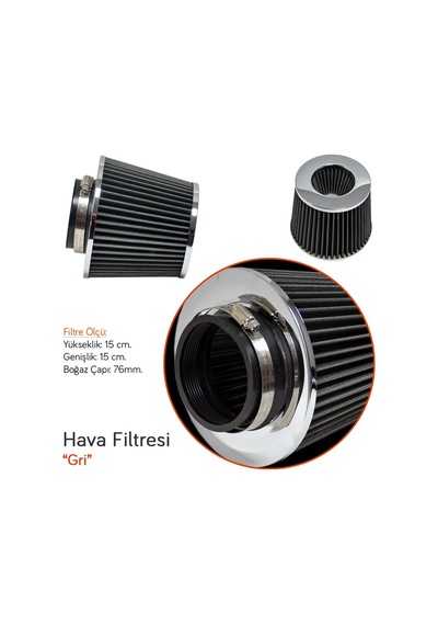 Nyf Racing Hava Filtresi Gri 15cmx15cm Giriş: 76mm Af09-gy&ch