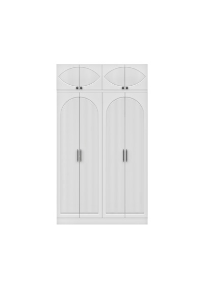 Komple Mdf Oslo 4 Kapaklı Yüklüklü Beyaz Gardırop