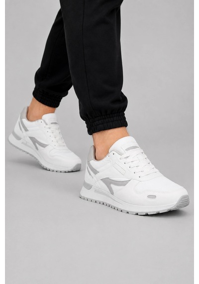 Ht Hotin Quasar Erkek Günlük Rahat Bağcıklı File Detaylı Sneaker Spor Ayakkabı - Beyaz
