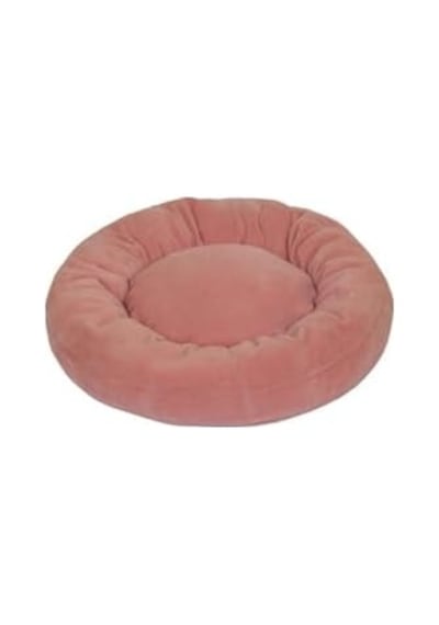 Kedi Ve Köpek Simit Yatağı 50 Cm Çap Polar Pembe-fuşya Açık Bej