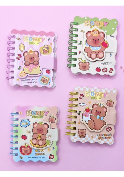 Honey Bear Cırtlı Cep Boy Sevimli Ayıcık Mini Not Defteri 7x8 Cm - Pembe