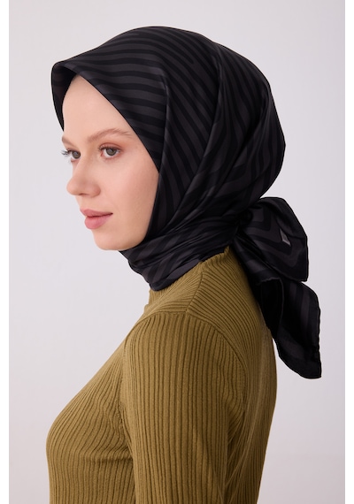 Belli Twill İpek Eşarp 4325-84 Siyah, Füme Siyah Füme