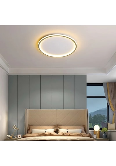 Eskitme Gold Ø40 cm Çember Avize 3000K Sarı Işık Led Tavan Lambası