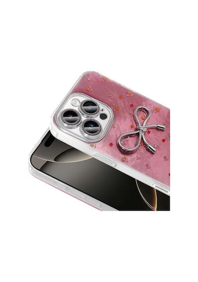 Apple Uyumlu iPhone 16 Pro Kılıf Kamera Korumalı Figürlü Zore Ponti Silikon Kapak Açık Pembe