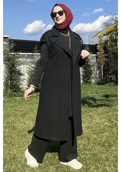 Rabia Şamlı Apoletli Antrasit Yelek Normal