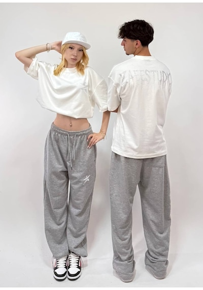 Zaee Star Taşlı Oversize Premium Tişört Beyaz