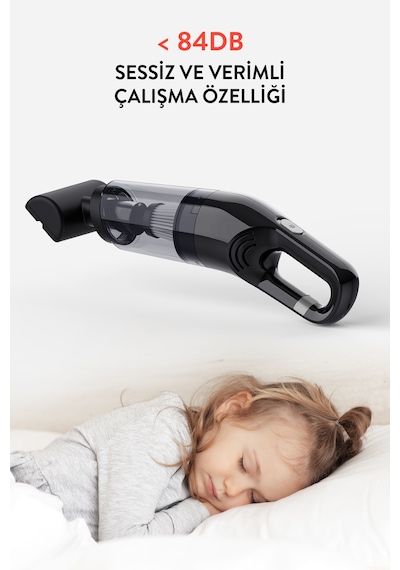Umie Els24 Emiş Kablosuz Şarjlı Taşınabilir Type-c Ev Ve Araç El Süpürgesi 6000pa Siyah 50w 400 Mah