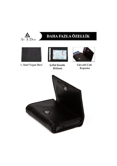 Bürke Otomatik Mekanizmalı Çok Gözlü Akıllı Kredi Kartlık Kartvizitlik Unisex Cüzdan Deri Cüzdan