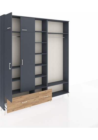 Arges Dolap 12 Raflı 2 Çekmeceli 2 Askılı 220x30x243 Antrasit-antrasit/çam Antrasıt/atlas Çam Arges Dolap 12 Raflı 2 Çekmeceli 2 Askılı 220x30x243 Antrasit-antrasit/çam Antrasıt/atlas Çam
