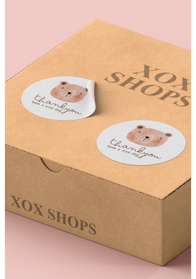 Ayılı Thank You Have A Nice Day Sticker 3x3cm St2194 Çok Renkli