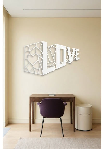 3d Love Metal Duvar Tablosu - Duvar Sanatı - Duvar Dekoru - Beyaz