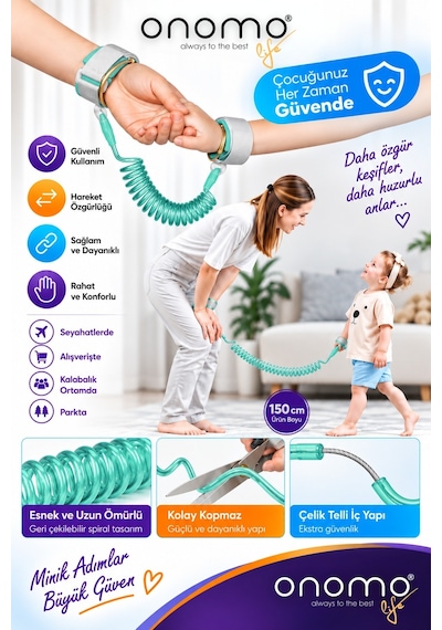 Life Yeşil Çocuk Bebek Kaybolma Önleyici Yürüyüş Emniyet Kemeri