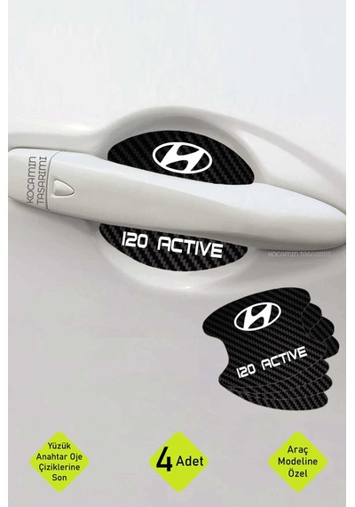 Hyundai İ20 Active Modeline Özel 4 Parçalı Karbon Çizik Koruyucu Kapı İçi Folyo Seti İ20 Active Yazılı 4 Adet