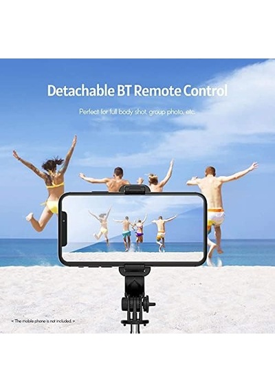 Kuzeystore Led Işıklı Katlanabilir Çok Fonksiyonlu Kablosuz Bluetooth Kumandalı Tripod Selfie Çubuğu, Vlog, Video, Grup Fotoğraf, Özçekim