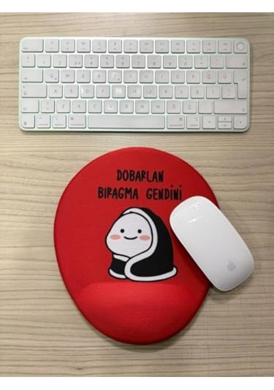 Dobarlan Bıragma Gendini Baskılı Bilek Destekli Oval Mouse Pad Kırmızı