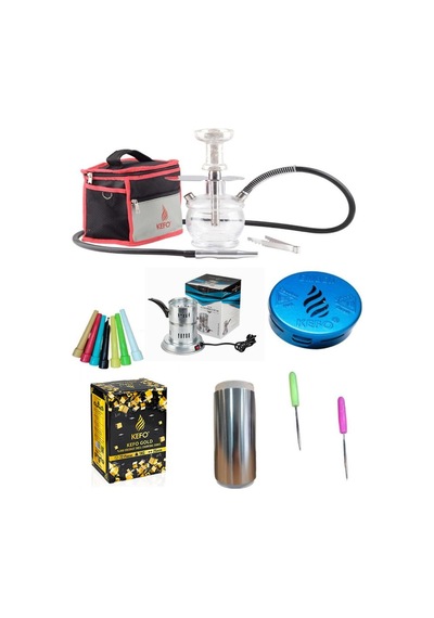 Kefo Trip Çantalı Nargile Takımı + Galvaniz Ocak + 1kg Kömür + Kefo Ember + Folyo + 50 Sipsi+ İğne