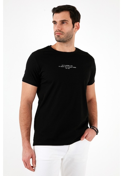 Buratti Pamuklu Slim Fit Bisiklet Yaka Erkek T Shirt 541Ifit Siyah