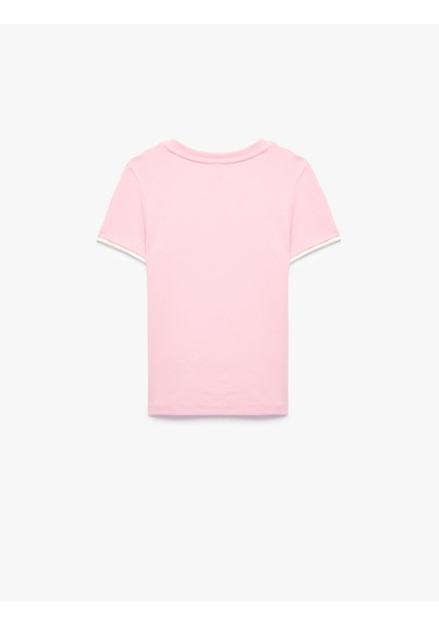 Koton Modal Karışımlı Bisiklet Yaka Kısa Kollu Slim Fit Tişört Pembe 7wkg10332ak Gül