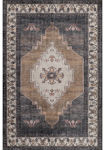 Artloop Stonart Klasik Eskitme Vintage Desenli Otantik Yıkanabilir Kahverengi/siyah Şönil Halı Al 438 Kahverengi-siyah